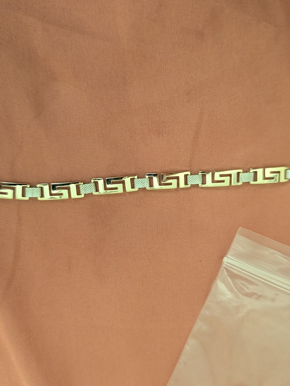 Gold-Tone Greek Key Chain Bracelet - Sleek Link Design